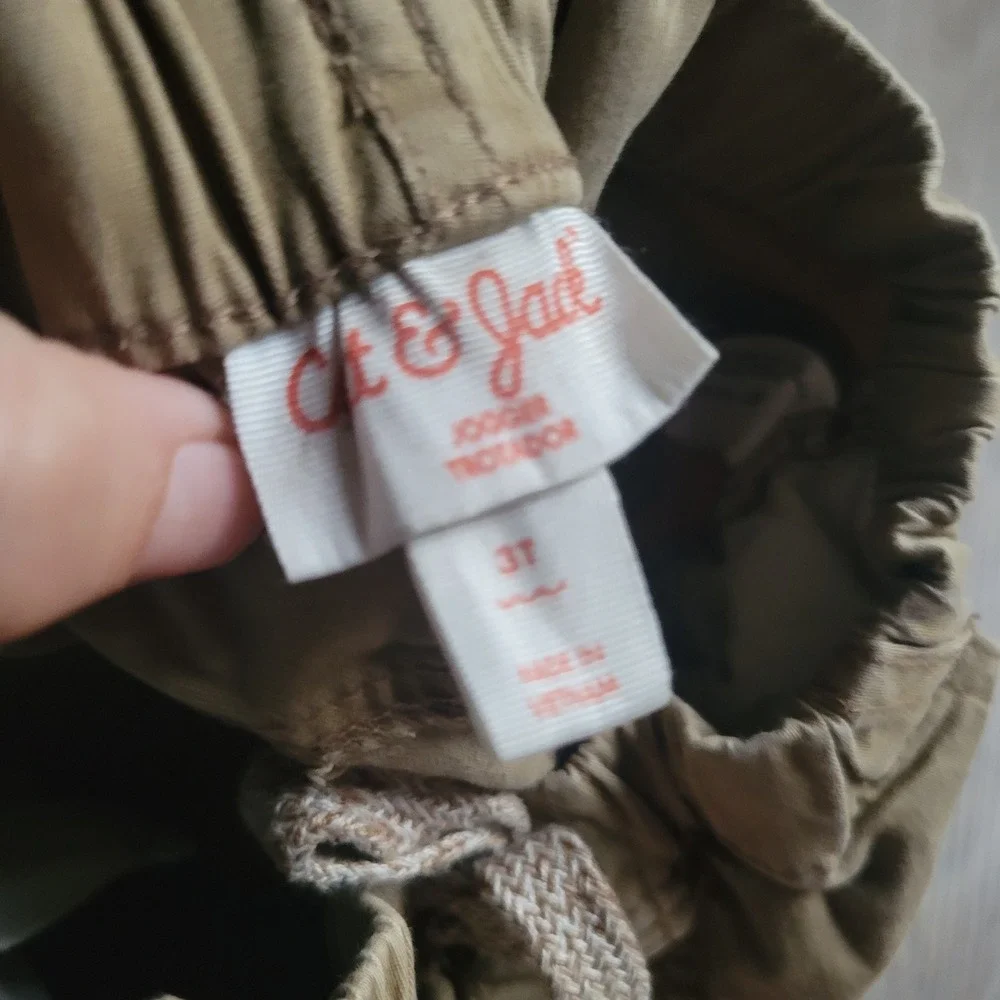 Cat & Jack Jogger Pants Toddler Boys 3T Khaki Tan Reinforced Knee Casual Utility